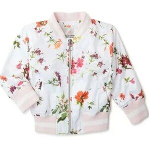 NEW Urban Republic Toddler Girls Sateen Bomber Jacket White Floral Size 12 Month